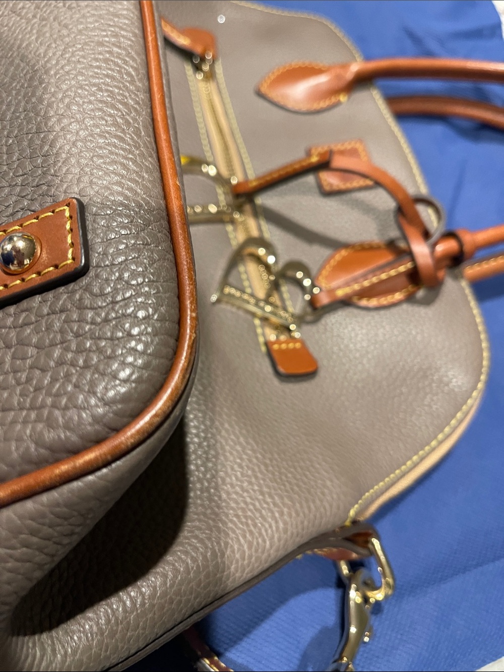 Dooney & Bourke Tall Domed Pebbled Leather Satchel in Elephant with wallet - Picture 5 of 16